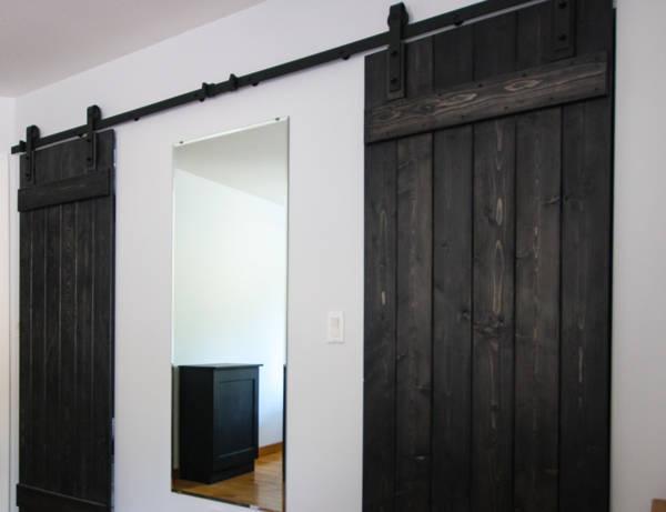 Dual sliding barn doors for master walk-in closet and ensuite 