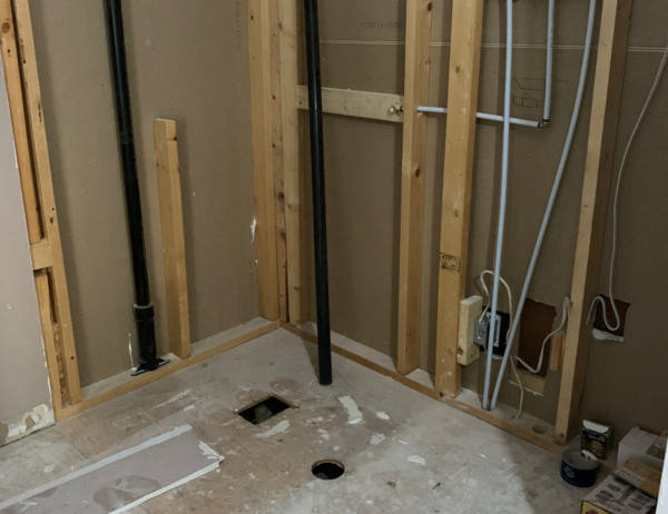 Framing and plumbing the new shower